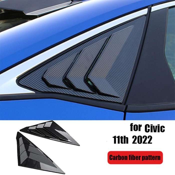 Car Rear Side Window Louvers Blinds Cover Trim for 2022 Accessories Carbon Fiber