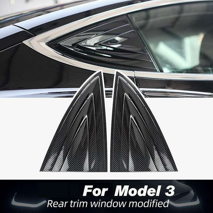 Car Rear Window Triple-Cornered Louver Shutter Cover Window Louvers Spoiler Panel for Model 3 2017-2