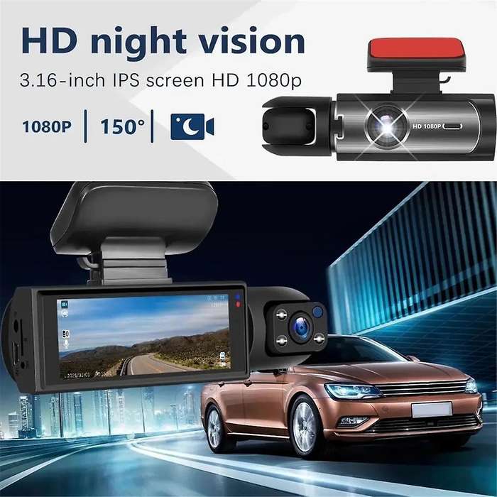 Car Recorder 3MP Car Front+Car+WiFi HD Dual Lens Dual Recording IR Night Vision 3 Meter Car DV Came