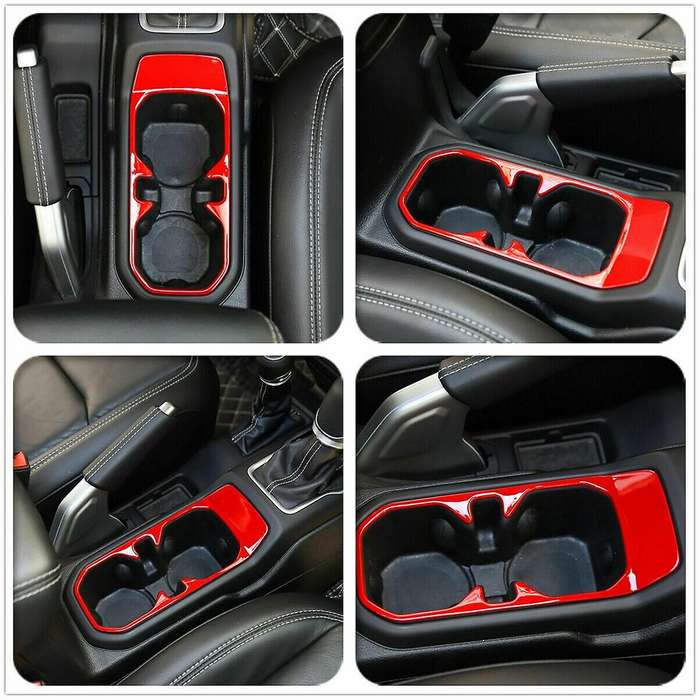 Car Red Gear Shift Panel Water Cup Holder Cover Trim for JL 2018-2020