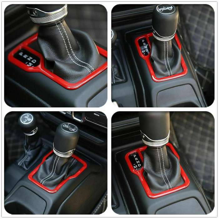 Car Red Gear Shift Panel Water Cup Holder Cover Trim for JL 2018-2020