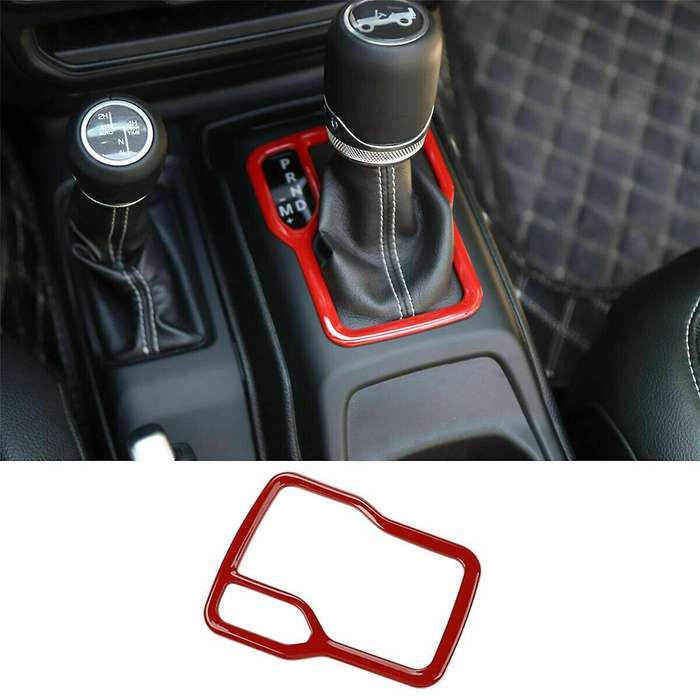 Car Red Gear Shift Panel Water Cup Holder Cover Trim for JL 2018-2020
