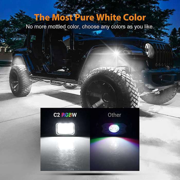 Car RGBW LED Rock Lights, with Smart APP Control, 64 Multicolor Underglow Neon Light Pods for Truck,
