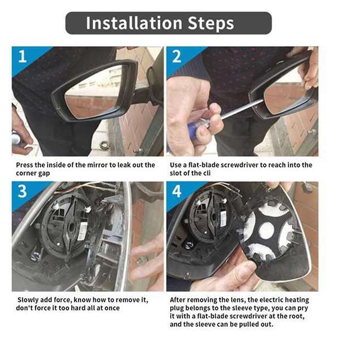 Car Right Front Heated Side Door Wing Rear View White Mirror Lens Glass for Model 3 2017-2022
