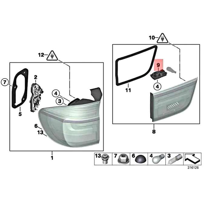 Car Right Tail Light Bulb Socket Side Rear Light Bulb Tray Holder for X5 E70 X5 E70 63217262576