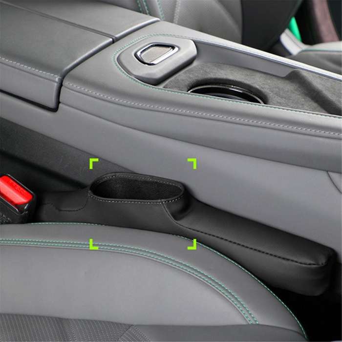 Car Seat Space Filler, 2pcs Upgraded Leather Seat Space Filler Organizer with Extra Storage Box, for