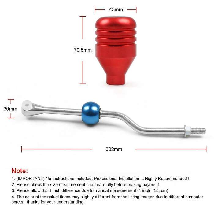 Car Short Throw Shifter M10x1.25 with Gear Shift Knob for 206 1999-2000 Steel