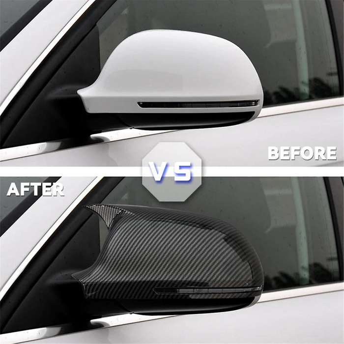 Car Side Door Mirrors Cover Auto Rearview Mirror Cap for A4 A5 B8 A3 8P A6 C6(Carbon )