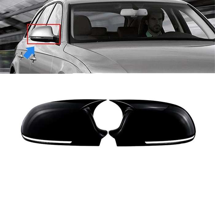 Car Side Door Mirrors Cover Auto Rearview Mirror Cap for A4 A5 B8 A3 8P A6 C6(Black)