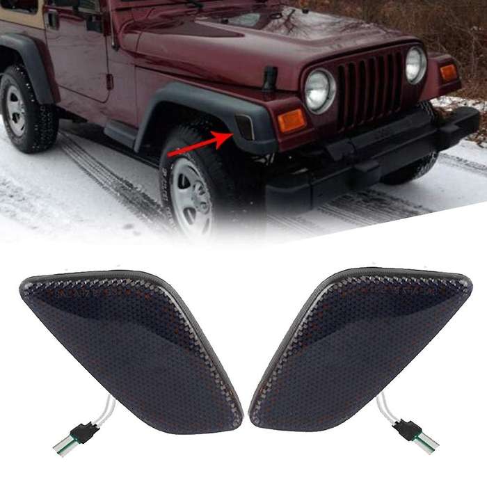 Car Side Marker Light Signal Light for Wrangler TJ 1997-2006 55155629AC 55155628AC Black