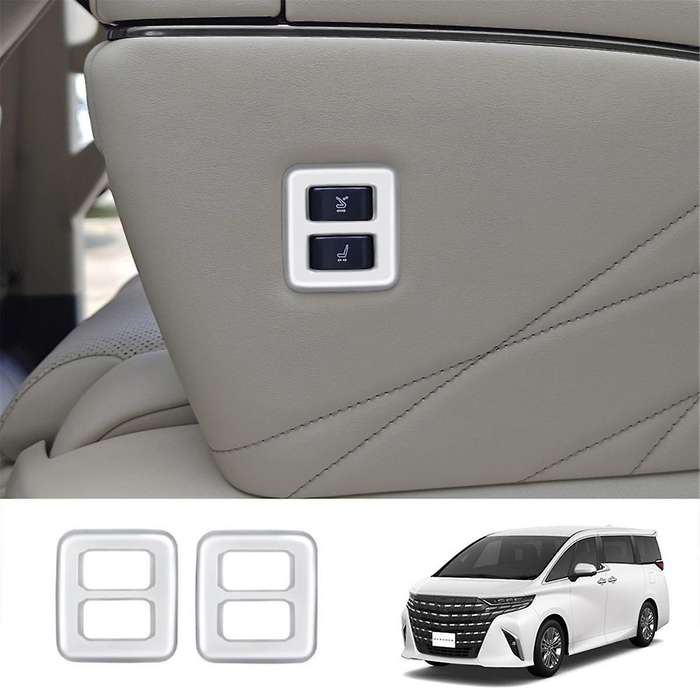 Car Silver Middle Row Seat Outer Side Button Trim Frame Interior Accessories for Alphard 40 Series