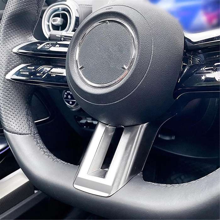 Car Silver Plating Steering Wheel Cover Trim Frame for C E S Class W206 W213 W223 Style 2021-2022