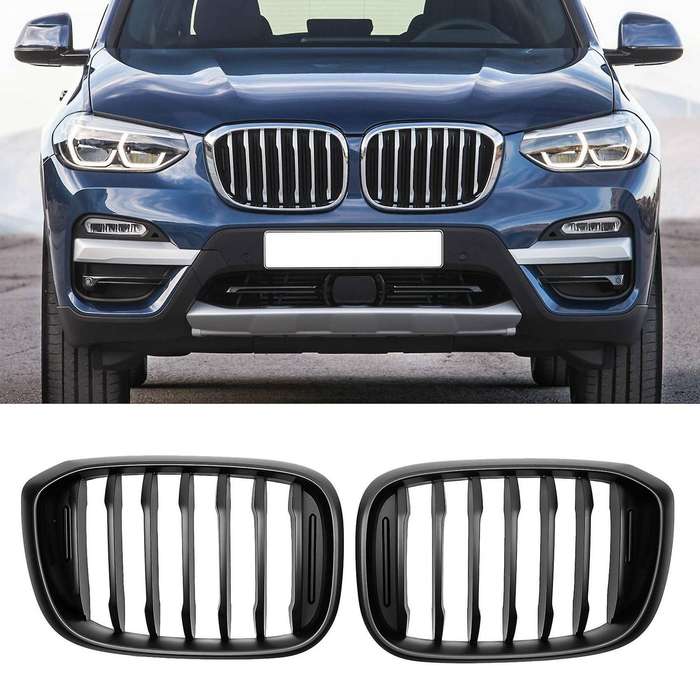 Car Single Slats Front Kidney Grill for - X3 G01 X4 G02 ABS Matte Black Racing Grills 2018+