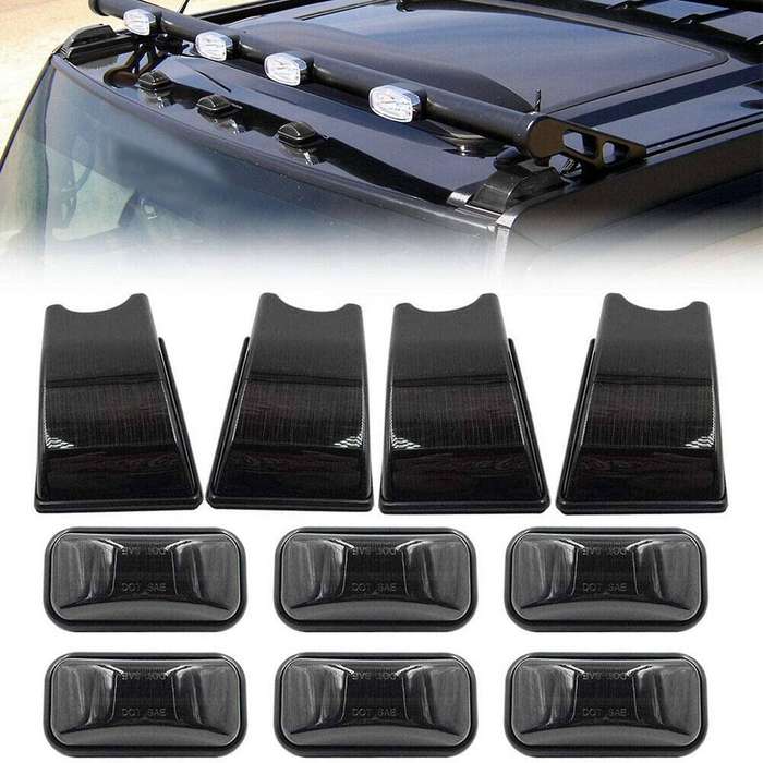 Car Smoke Lens Amber Red LED Roof Cab Marker Lights Set for H2 / SUV 2003-2009