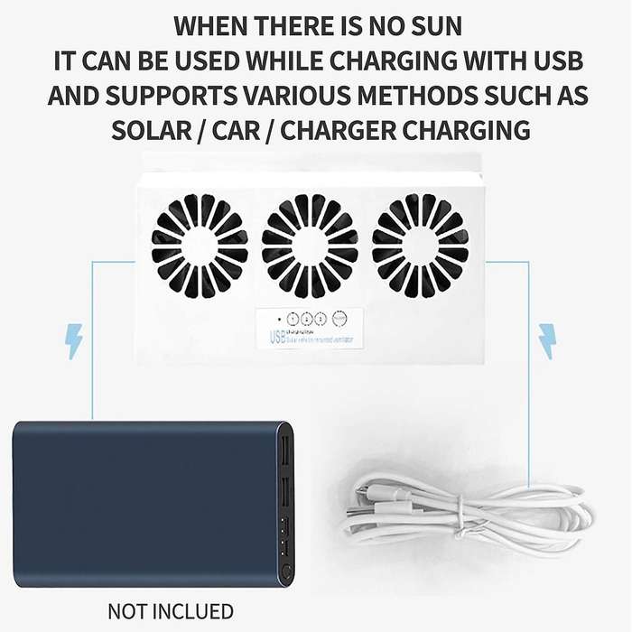 Car Solar Exhaust Fan USB/Solar Dual Charging Air Extractor IP67 Waterproof Solar Panel Powered Fan