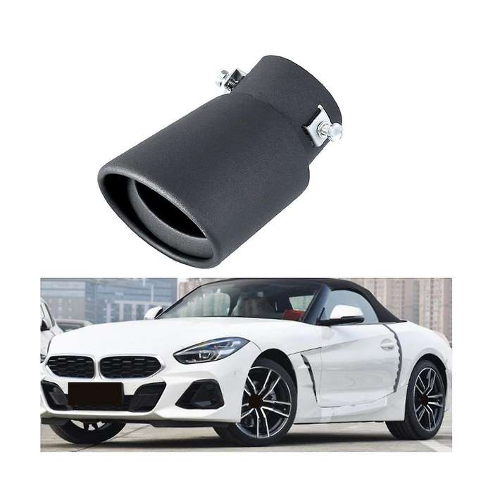 Car Stainless Steel Black Curved Exhaust Tail Throat Round Tube Universal Fits Car Accessories