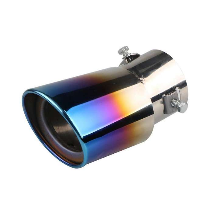 Car Stainless Steel Baked Blue Round Bend Exhaust Tail Muffler Tip Pipe Universal Fits Car Accessor
