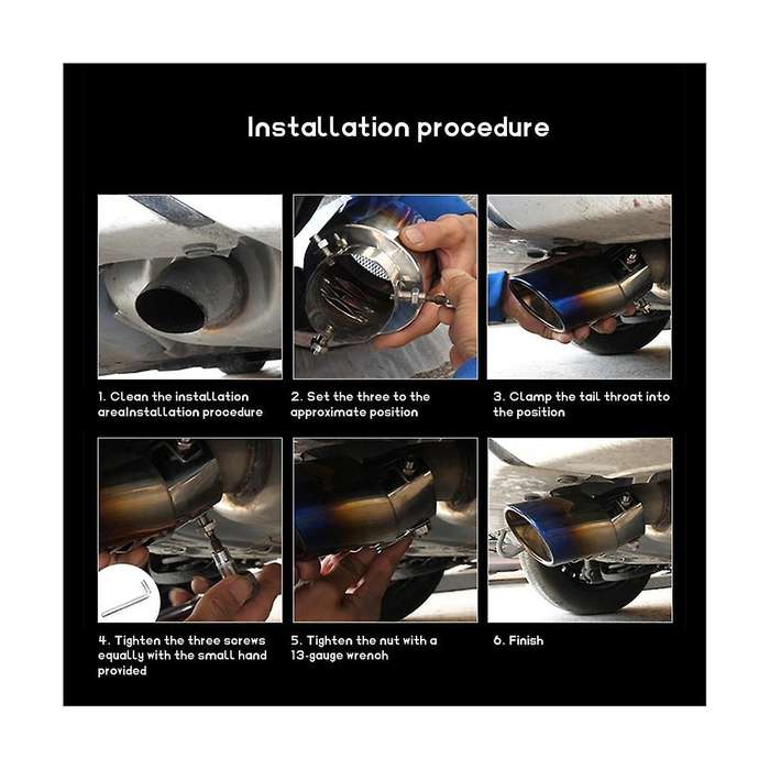 Car Stainless Steel Baked Blue Round Bend Exhaust Tail Muffler Tip Pipe Universal Fits Car Accessor