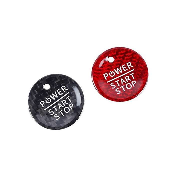 Car Start Stop Engine Button Real Carbon Fiber Sticker Push Button Cover for Mach-e 2021 2022(red)