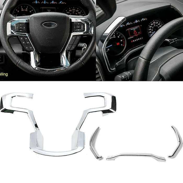 Car Steering Wheel Cover Frame & Dashboard Panel Cover Trim Kit for 2015-2020