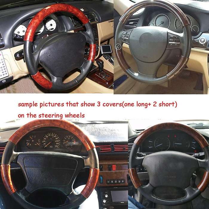 Car Steering Wheel Cover Three Section Handle Peach Wood Interior Three Section Clip-on Grip Cover