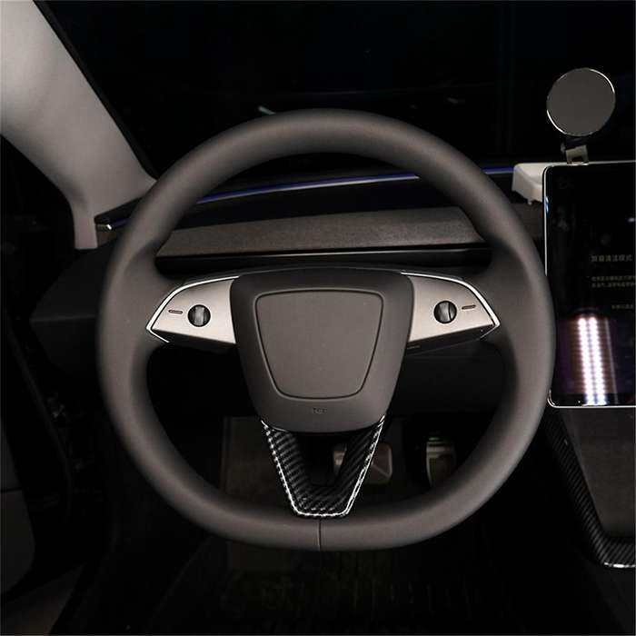 Car Steering Wheel Cover Trim Sticker Abs Carbon Fiber for 2024 Interior Accessories