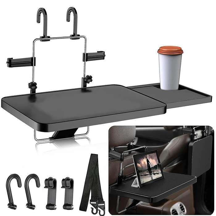 Car Steering Wheel Desk, Universal Rear Seat Tray Food Eating Plate Notebook Holder Travel Table