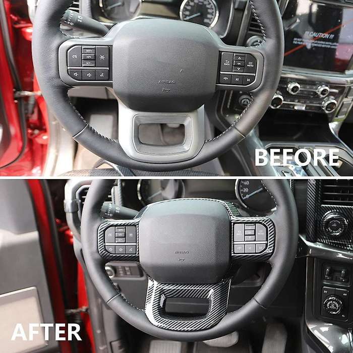 Car Steering Wheel Frame Overlay Cover ABS Trim for 2021 2022 Interior Accessories, Carbon Fiber Pat