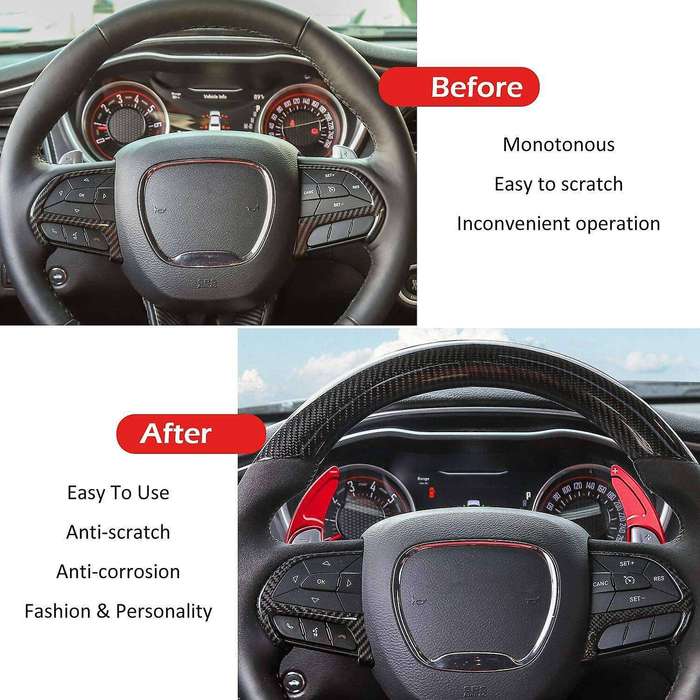 Car Steering Wheel Shift Paddle Extended Shifter Trim for Charger Grand 2014-2020 (Red)