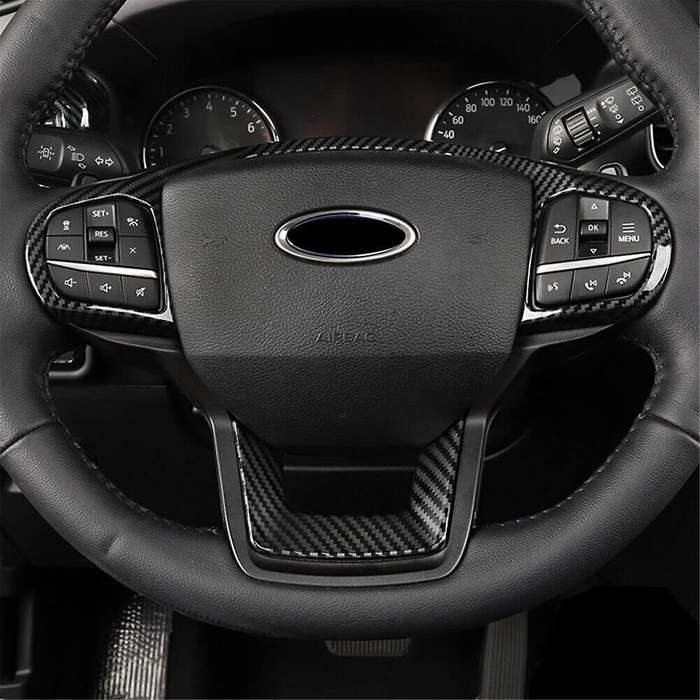 Car Steering Wheel Trim Panel Cover ABS Carbon Fiber for Explorer 2020-2023 Interior Accessories