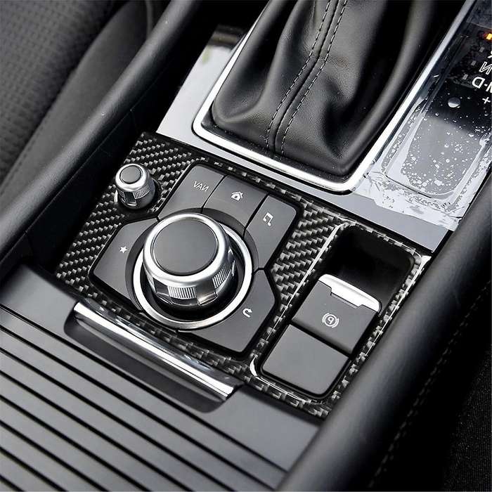 Car Stickers Cover Multimedia Button Trim for Axela Accessories Durable Car Carbon Fiber Decorative