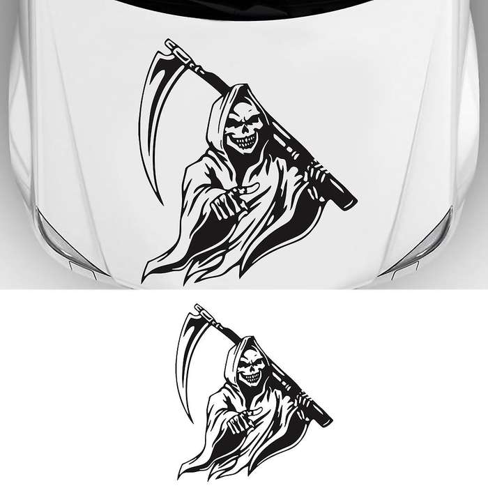 Car Stickers Black Skull Hood Decal Side Hood Large Graphic Vinyl Film Racing Sports Stickers Univer