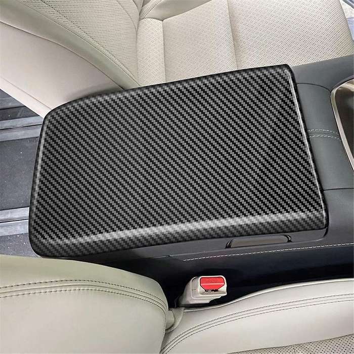 Car Stowing Tidying Armrest Box Panel Trim Cover for Alphard/vellfire 40 Series 2023+ Carbon Fiber P