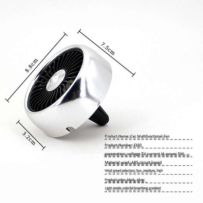 Car Supplies Usb Car Fan Air Conditioner Colorful Light Dashboard Cooling Fan Center Console Decorat