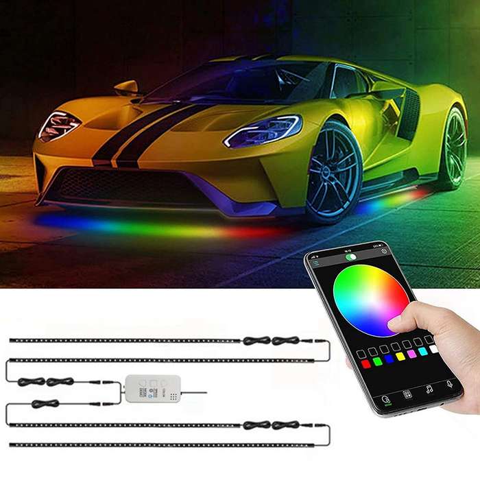 Car Symphony Chassis Light Voice Control APP Colorful Streaming Marquee Trim Light LED Ambient Light