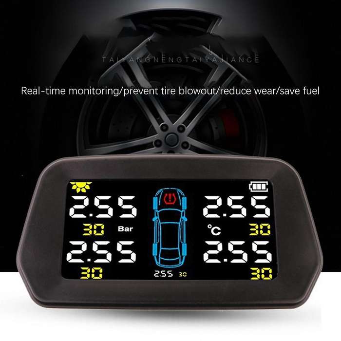 Car TPMS Tire Pressure Monitor Solar External Sensor Tire Pressure Alarm Monitoring System Control S