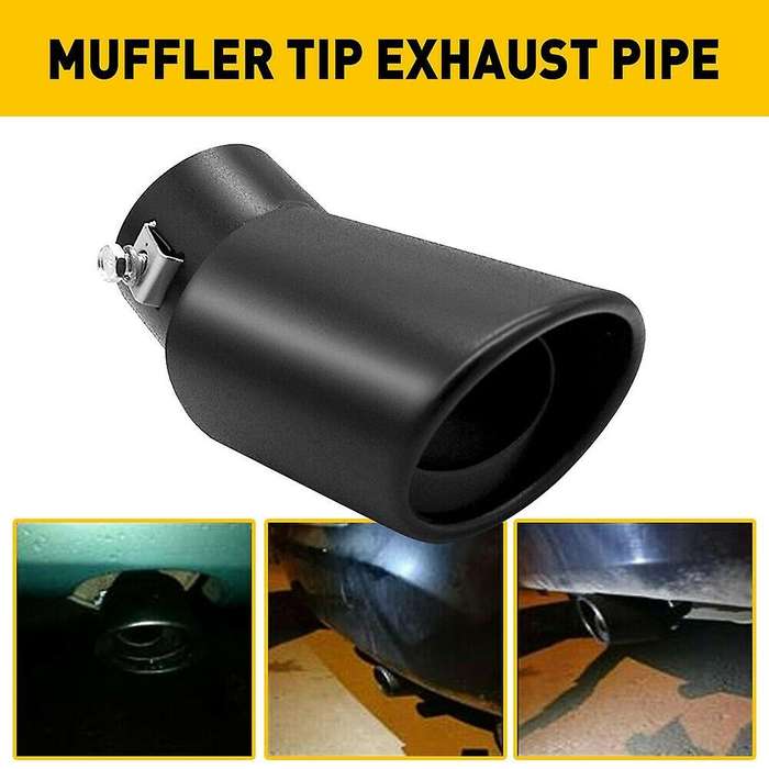 Car Trim Exhaust Pipe 63mm Stainless Steel Bend Muffler Tip Tail Throat Black