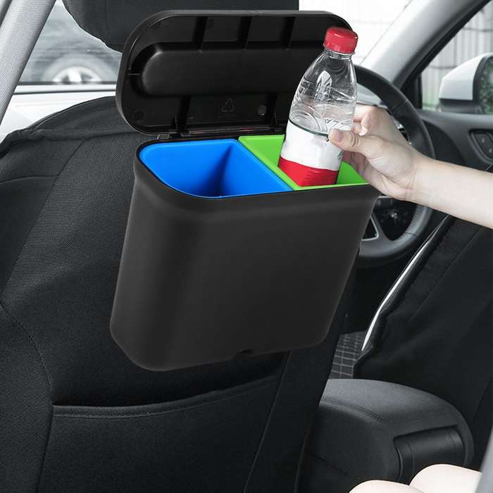 Car Trash Can with Lid, Car Cup Holder Trash Can 3 In 1 Multi-function Car Trash Bag Car Trash Can