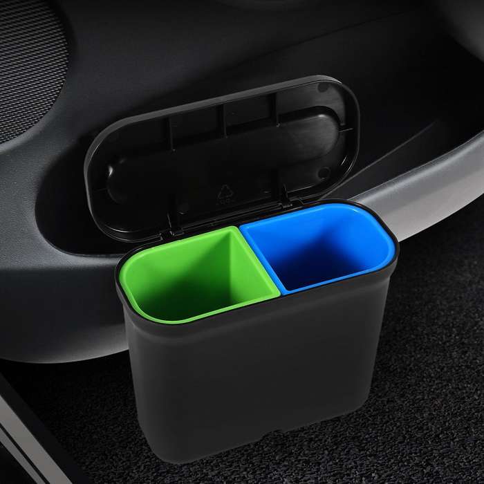 Car Trash Can with Lid, Car Cup Holder Trash Can 3 In 1 Multi-function Car Trash Bag Car Trash Can