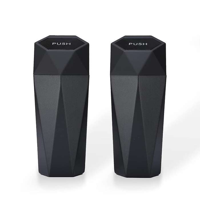 Car Trash Can, Garbage Bin Mini Trashcan, 2 Pack, Black