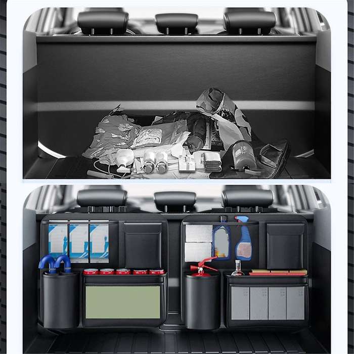 Car Trunk Hanging Bag Leather SUV Seat Back Storage Bag Rear Seat Tools Water Cup Organizer Pocket S