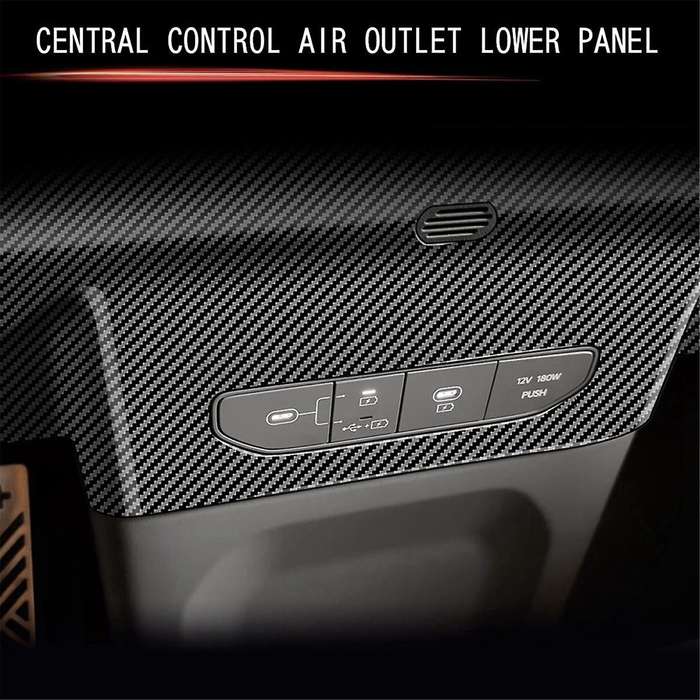 Car USB Charging Panel Trim Sticker for EV9 2023 2024 Central Control Air Outlet Lower Panel Carbon