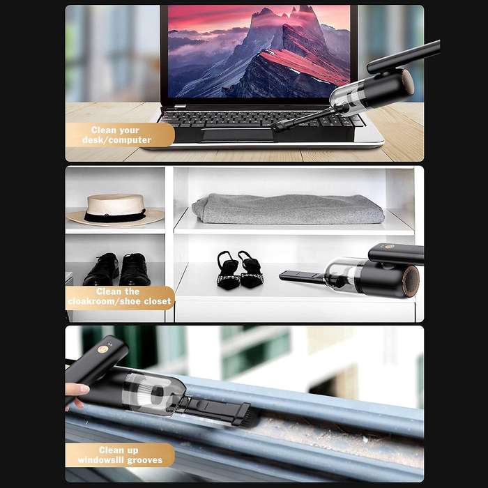 Car Vacuum Cleaner Handheld Vacuum Cordless 6000Pa Car Vacuum Cordless Portable Rechargeable with LE