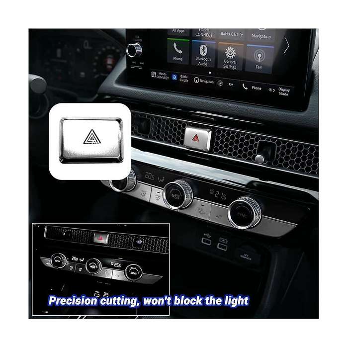 Car Warning Emergency Light Switch Button Cover Sticker Trim for 11Th Gen 2022 2023 Aluminum Alloy S