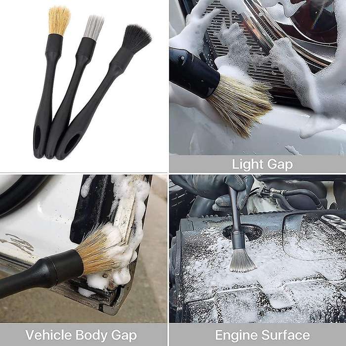 Car Wash Brush Kit Extended Removable Brushes Car Cleaning Tools Dashboard Rim Brush Head Auto Deta