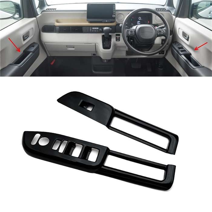 Car Window Glass Lift Button Trim Switch Cover Door Armrest Panel for N-BOX JF5 JF6 2023 Gloss Blac