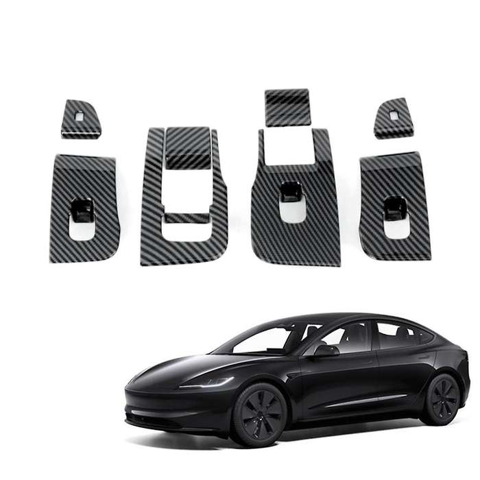 Car Window Glass Lift Switch Button Cover Trim ABS Carbon Fiber for Model 3 2024 LHD Interior Access