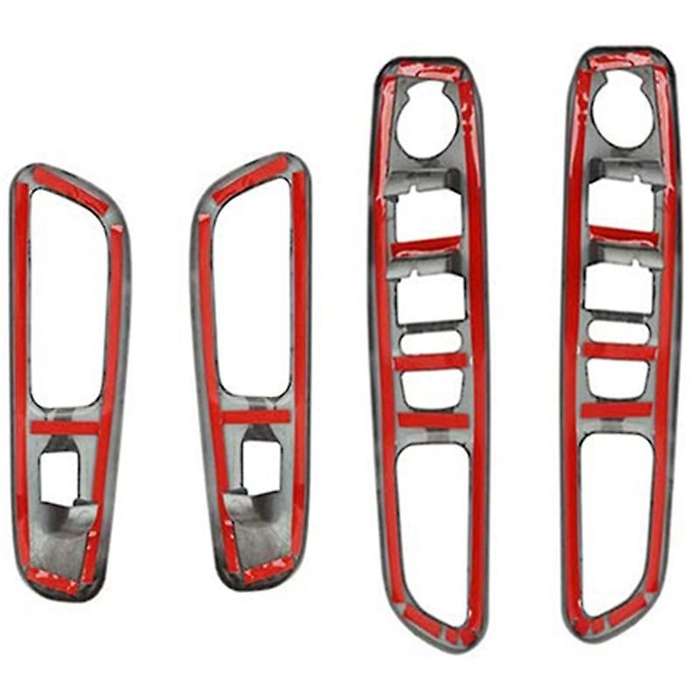 Car Window Lift Switch Frame (4 Pieces) (Carbon Pattern) for and 2015-2018