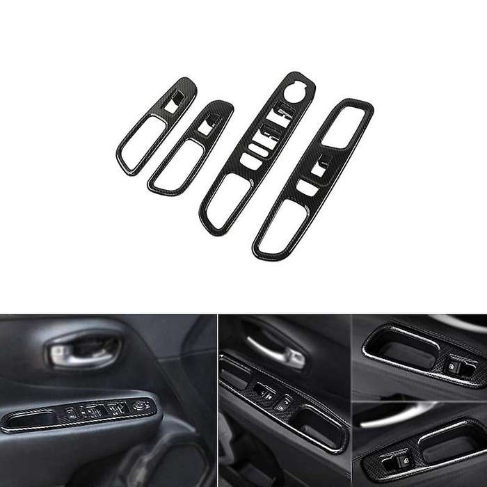 Car Window Lift Switch Frame (4 Pieces) (Carbon Pattern) for and 2015-2018