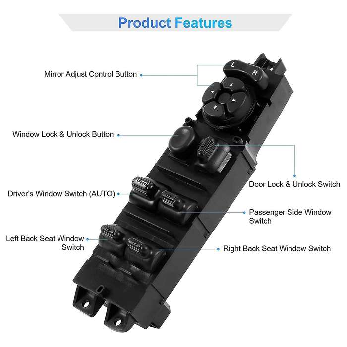 Car Window Switch and Bezel, Driver Side Window Switch Replacement for 2002-2010 Ram 1500/2500/3500